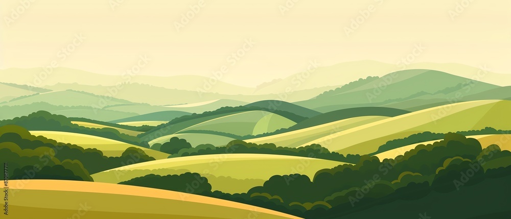 Rolling hills landscape, gentle slopes, flat design illustration Rolling hills landscape, gentle slopes, flat design illustration