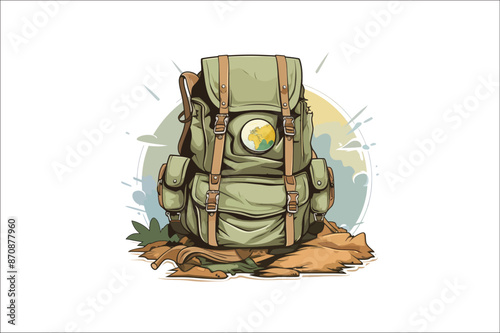 Backpack vector . Hiking Camping and climbing Backpack illustration. traveling Backpack. 