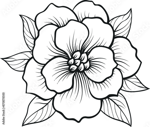 A collection of gardenia flower line art vector illustrations set isolated on a transparent background. Modern minimalist design for logos, tattoos, wall art, posters, 