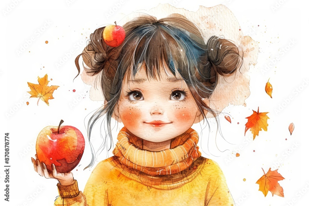 Cute little girl holding a red apple. Cute little girl holding a red apple.