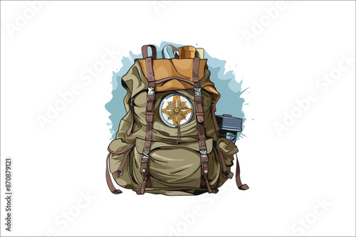 Backpack vector . Hiking Camping and climbing Backpack illustration. traveling Backpack. 