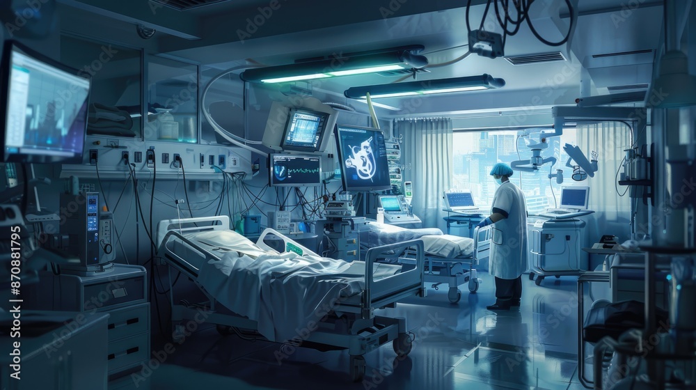 Emergency Ward Specialist Issuing Prescription in Tense Atmosphere with Advanced Medical Equipment Emergency Ward Specialist Issuing Prescription in Tense Atmosphere with Advanced Medical Equipment