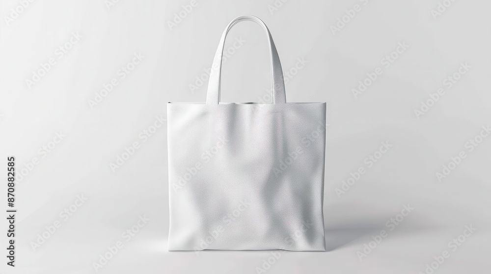 Create a realistic image of a white tote bag made of thick canvas fabric. The bag should be sitting on a solid white background. Ensure the bag is well-lit and looks clean and new. Create a realistic image of a white tote bag made of thick canvas fabric. The bag should be sitting on a solid white background. Ensure the bag is well-lit and looks clean and new.