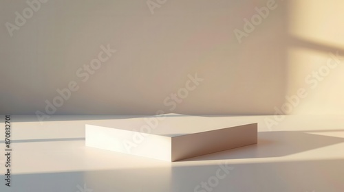 3D rendering of a beige podium with soft shadows © Kasitthanin