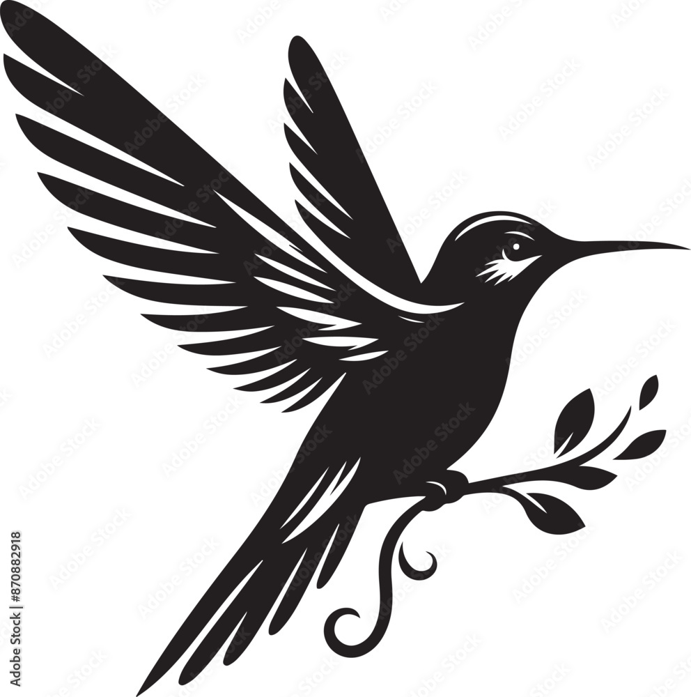Obraz premium Humming bird silhouette vector illustration. Vector Collection of Bird Silhouettes