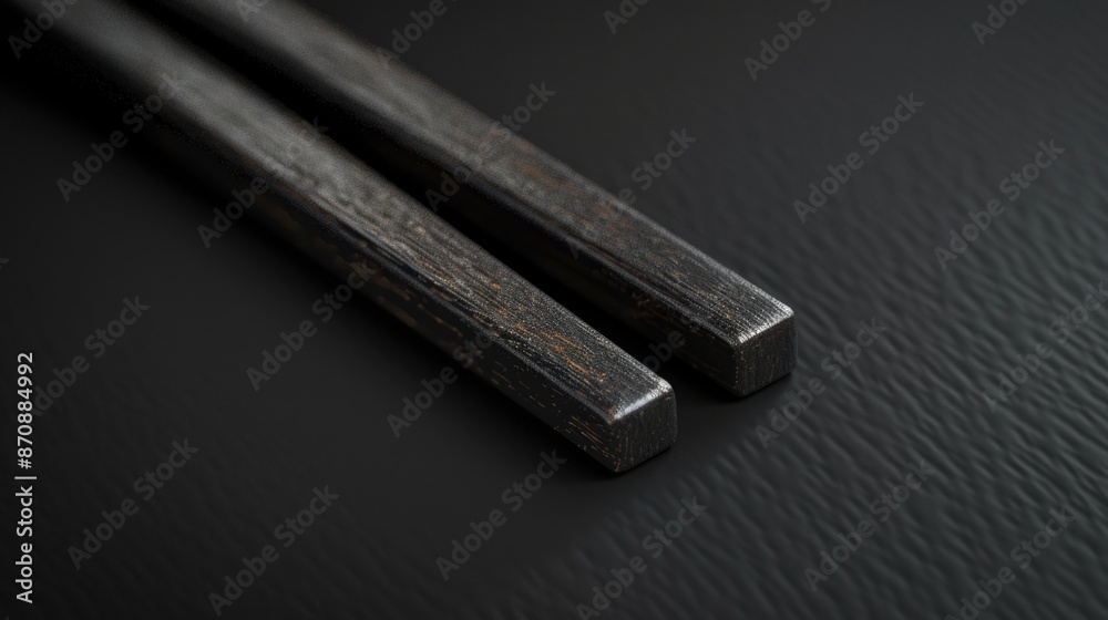 Close-up of two chopsticks sitting side by side on a table Close-up of two chopsticks sitting side by side on a table