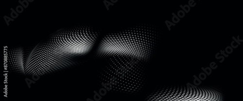 Black white dot wave technology texture background. Abstract digital big data concept