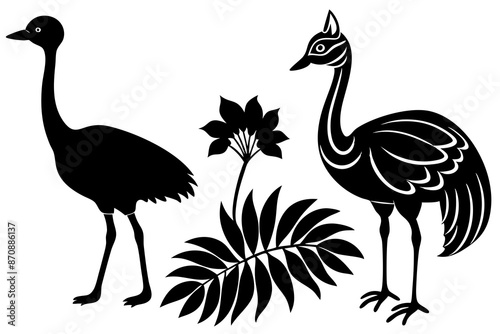 brolga bush baby cassowary haed icon silhouette vector illustration  photo