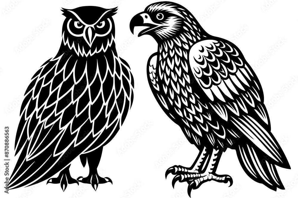 Obraz premium eagle owl silhouette vector illustration 