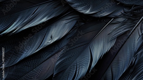 Abstract black feather texture background. Premium luxury dark background. Modern design banner