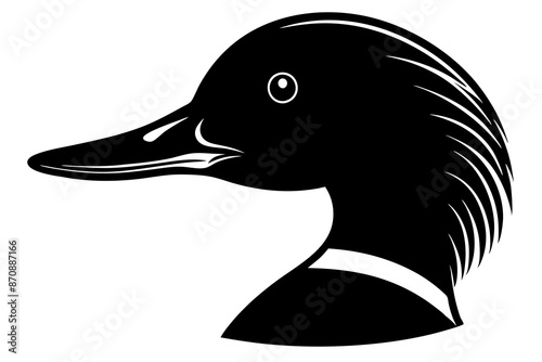 goosander grebe haed icon silhouette vector illustration 