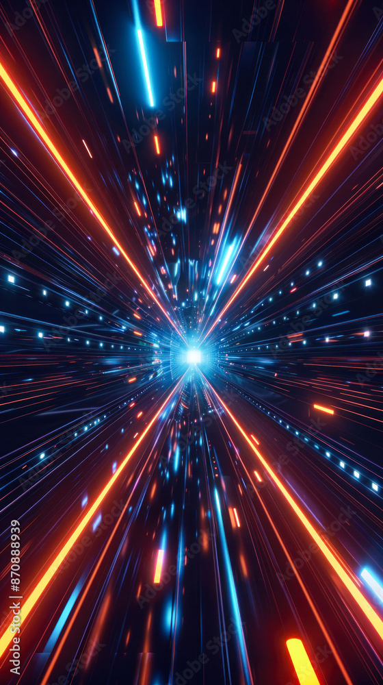 Obraz premium Vibrant light burst in futuristic tunnel environment
