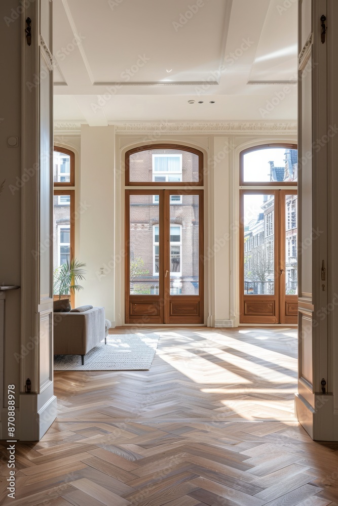 Interior of a new house, living room with wooden floor. Interior of a new house, living room with wooden floor.