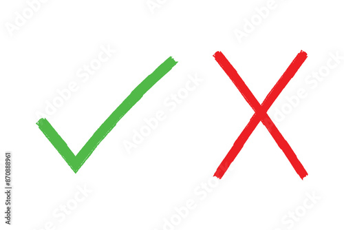 Green check mark and red x sign vector illustration, design element