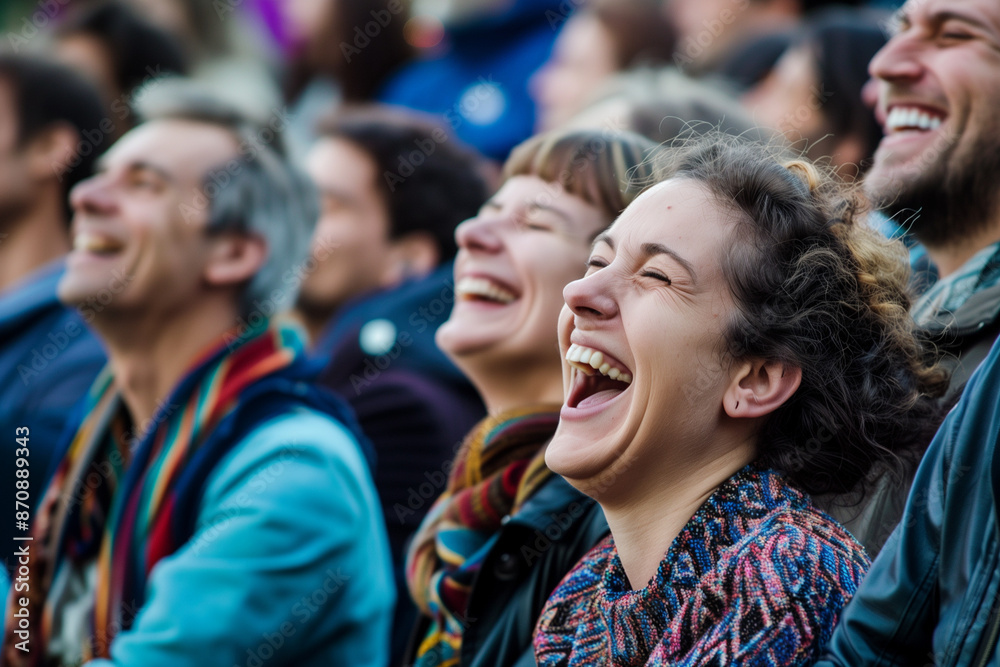 Obraz premium Woman laughing out loud in open air audience