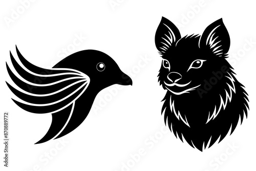 quetzal quokka head icon silhouette vector illustration 