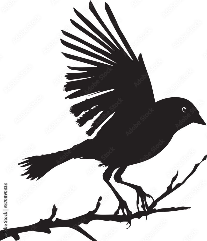 Fototapeta premium crow on a white background, vector silhouette illustration eps