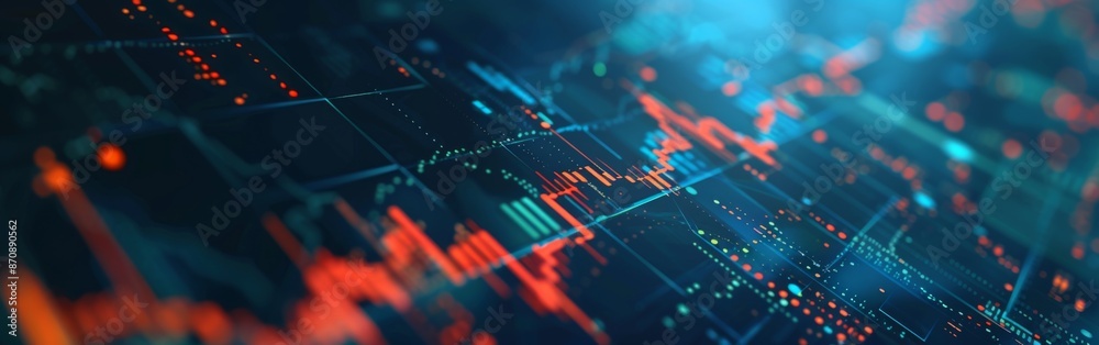 Abstract image of financial data and stock market analysis with colorful graphs and charts, representing economic trends and market fluctuations. Abstract image of financial data and stock market analysis with colorful graphs and charts, representing economic trends and market fluctuations.