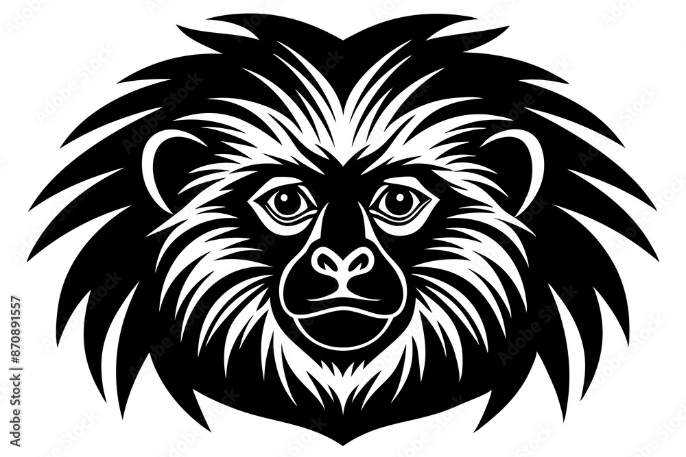 Fototapeta premium tamarin head icon silhouette vector illustration 