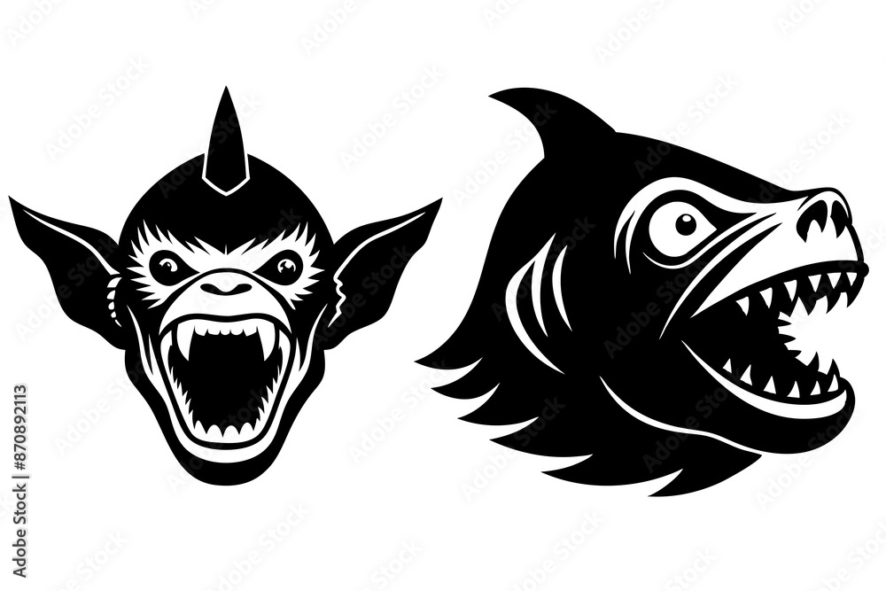 Obraz premium gibbon goblin shark haed icon silhouette vector illustration 