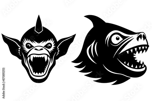 gibbon goblin shark haed icon silhouette vector illustration 