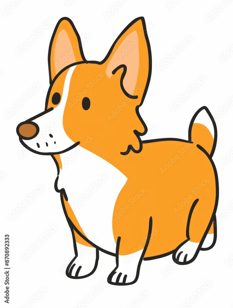 Cute simple illustration of an orange and white corgi dog Cute simple illustration of an orange and white corgi dog