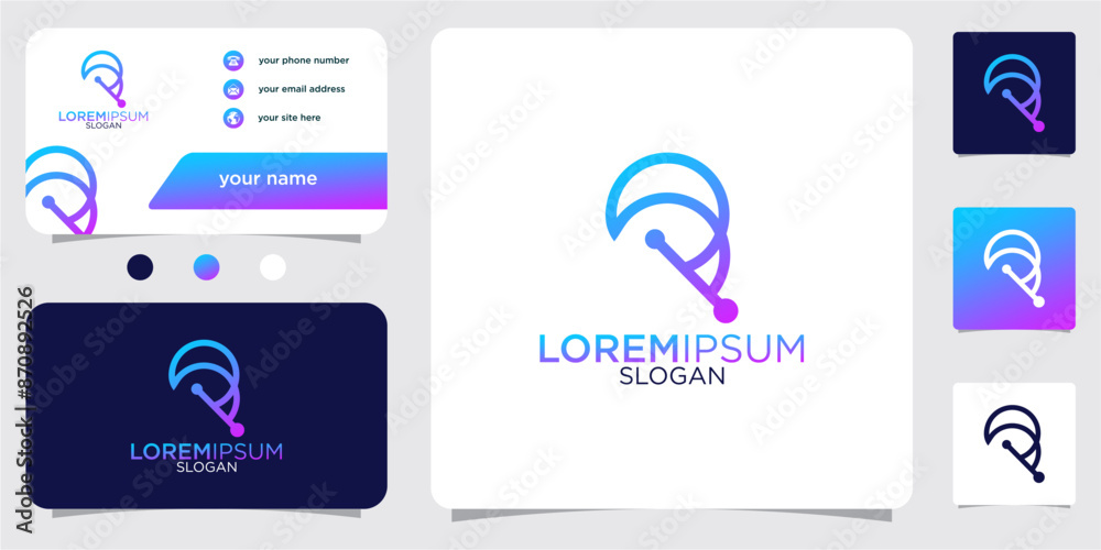 initial letter R abstract monogram business card with gradient colors logo design template initial letter R abstract monogram business card with gradient colors logo design template