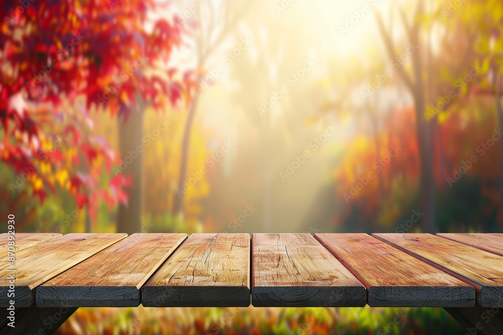 Naklejka premium autumn wood table background