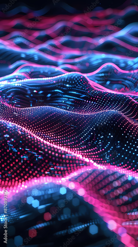 Glowing digital wavy landscape Glowing digital wavy landscape
