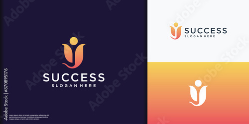simple and modern success people logo template design inspiration.