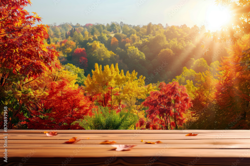 Obraz premium autumn wood table background