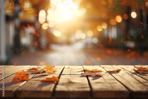 Wallpaper Mural autumn wood table background Torontodigital.ca