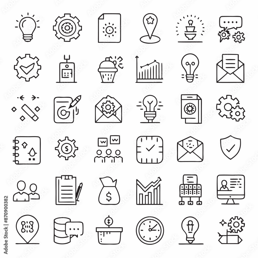 Set of editable outline icons linear stroke vector illustration Set of editable outline icons linear stroke vector illustration