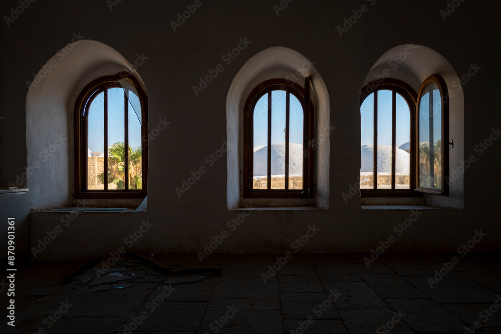 Room Interior View of An Nabi Musa Mosque at Mid-Day with Hard Shadows