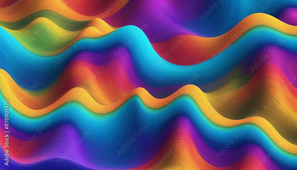 Fototapeta premium colorful wave pattern, vivid abstract landscape, psychedelic waves, solid color background intricate, abstract colors, abstract colors, vibrant & colorful background, created with generative ai