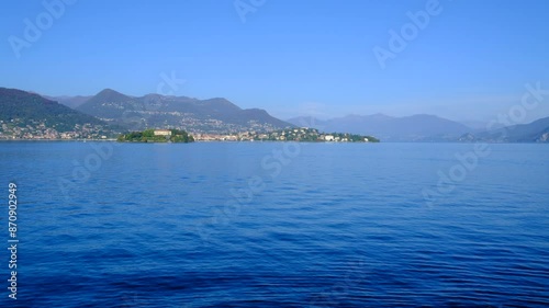 View of Lake Maggiore and Isola Madre captured from Isola Bella on a serene autumn afternoon.