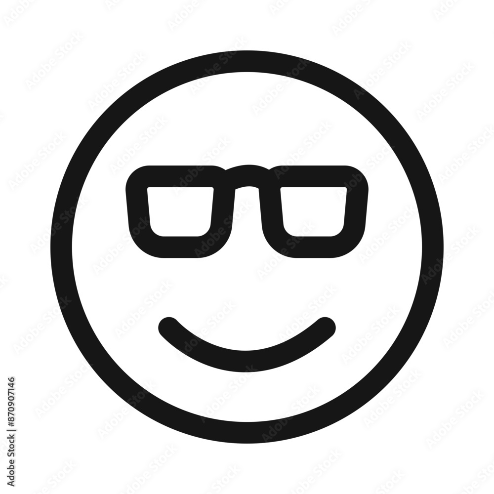 Cool Emoji Icon Black line art vector Cool Emoji Icon Black line art vector