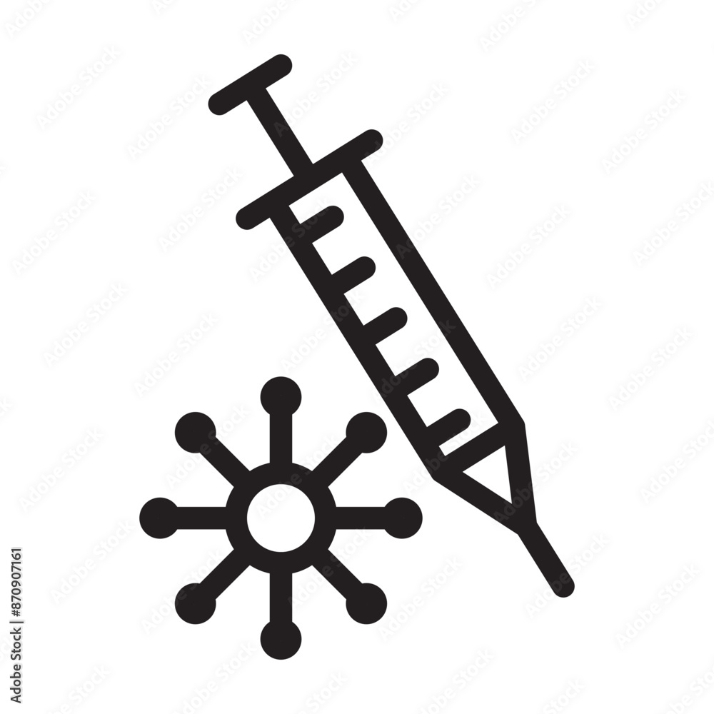 Covid 19 vaccine icon Black line art vector Covid 19 vaccine icon Black line art vector