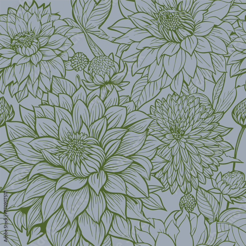 seamless texture for fabrics and paperjungle thickets with flowers