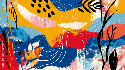 a hand-painted abstract colorful print