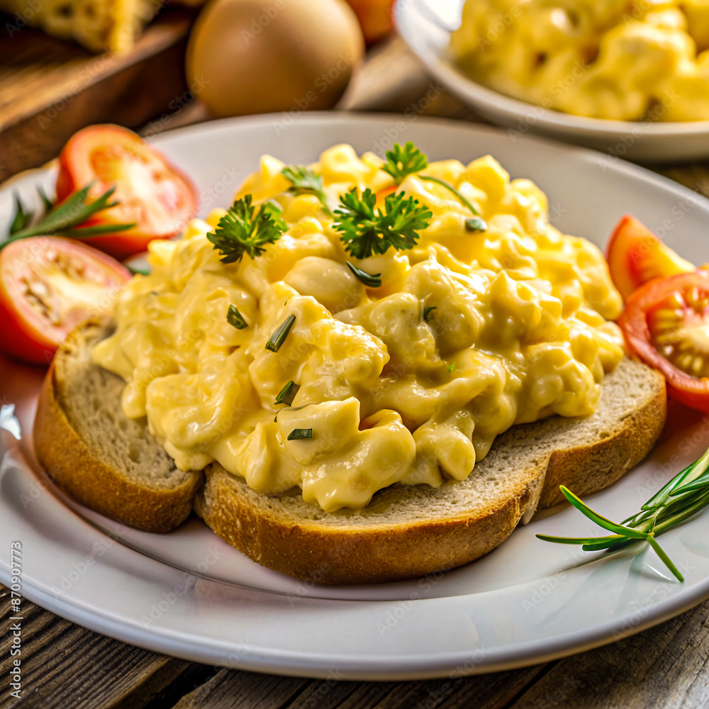 Scrambled eggs with toast Scrambled eggs with toast