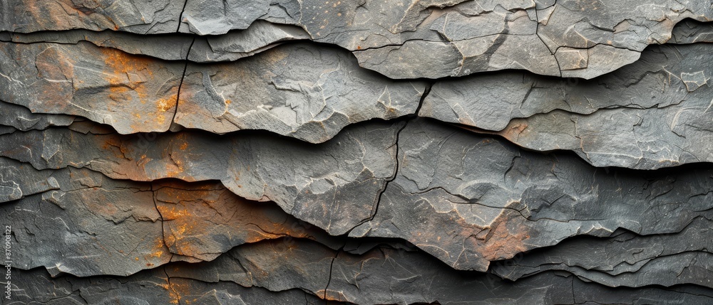 A close-up of a rock face with a rusted metal plate in the center A close-up of a rock face with a rusted metal plate in the center