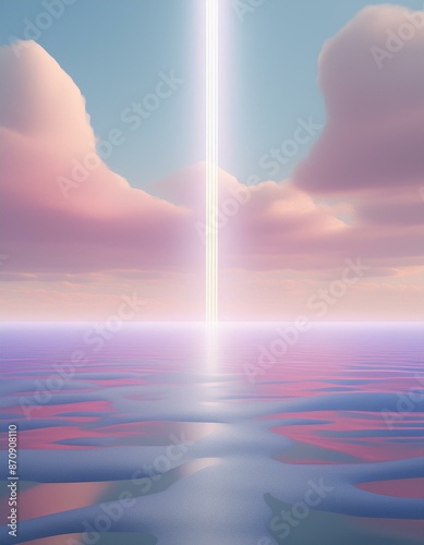 divine beam descending from heaven with copy space, conceptual 3d art