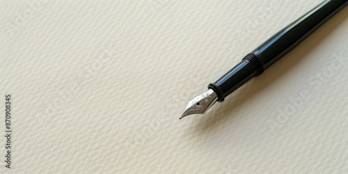 A fountain pen lies on a white paper or letter, close-up