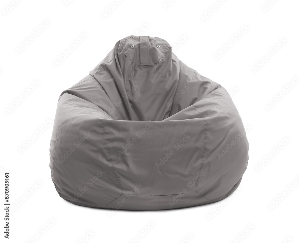 One grey bean bag chair isolated on white One grey bean bag chair isolated on white