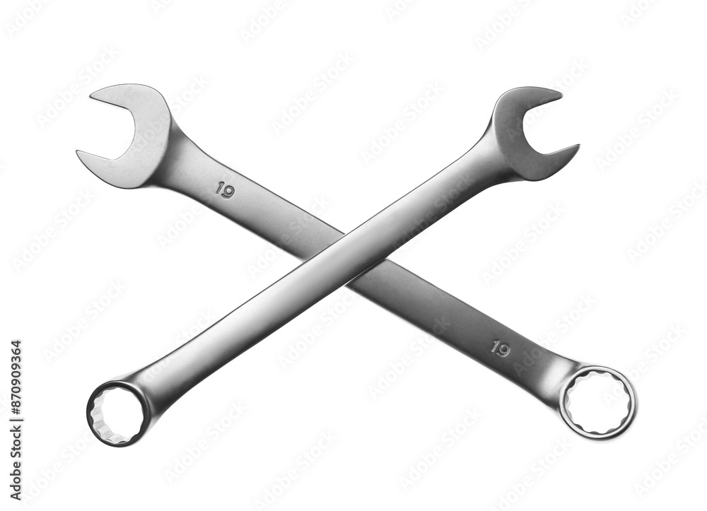 Two ratcheting wrenches isolated on white. Auto mechanic tools Two ratcheting wrenches isolated on white. Auto mechanic tools