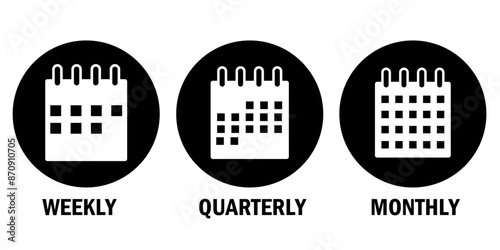 set of calendar. Weekly calendar. Quarterly calendar. Monthly calendar. Time management. calendar icon. set of calendar symbols. Meeting deadline. Appointment schedule - stock vector