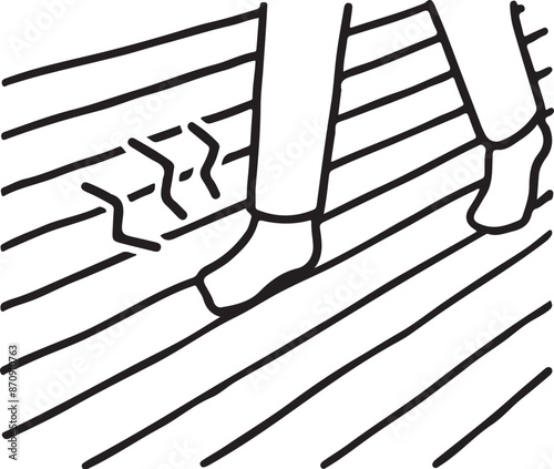 フローリングの軋み線画
