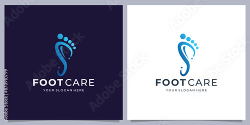 Simple foot care logo design with modern style premium vector