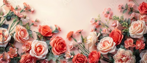  A bouquet of flowers in crisp detail against a blush pink backdrop Insert text or image here photo